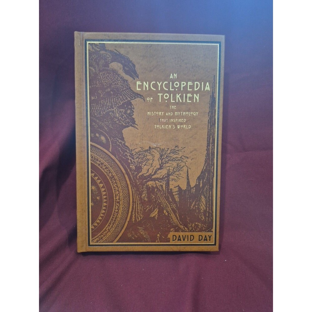AN ENCYCLOPEDIA OF TOLKIEN By David Day Deluxe Leather Bound Illustrated EUC
